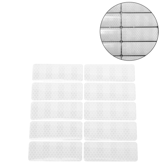 Unique Bargains Reflective Bumper Decal White Rectangle 10 Rectangles Reflective Car Sticker Personalized Decoration Vehicle Body or Door or Window /Dashboard