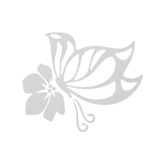 Unique Bargains Reflective Bumper Decal White Rectangle Flower Butterfly Pattern