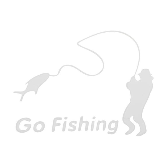 Unique Bargains Reflective Bumper Decal White Square Go Fishing Reflective Car Sticker Personalized Decoration Vehicle Body or Door or Window /Dashboard