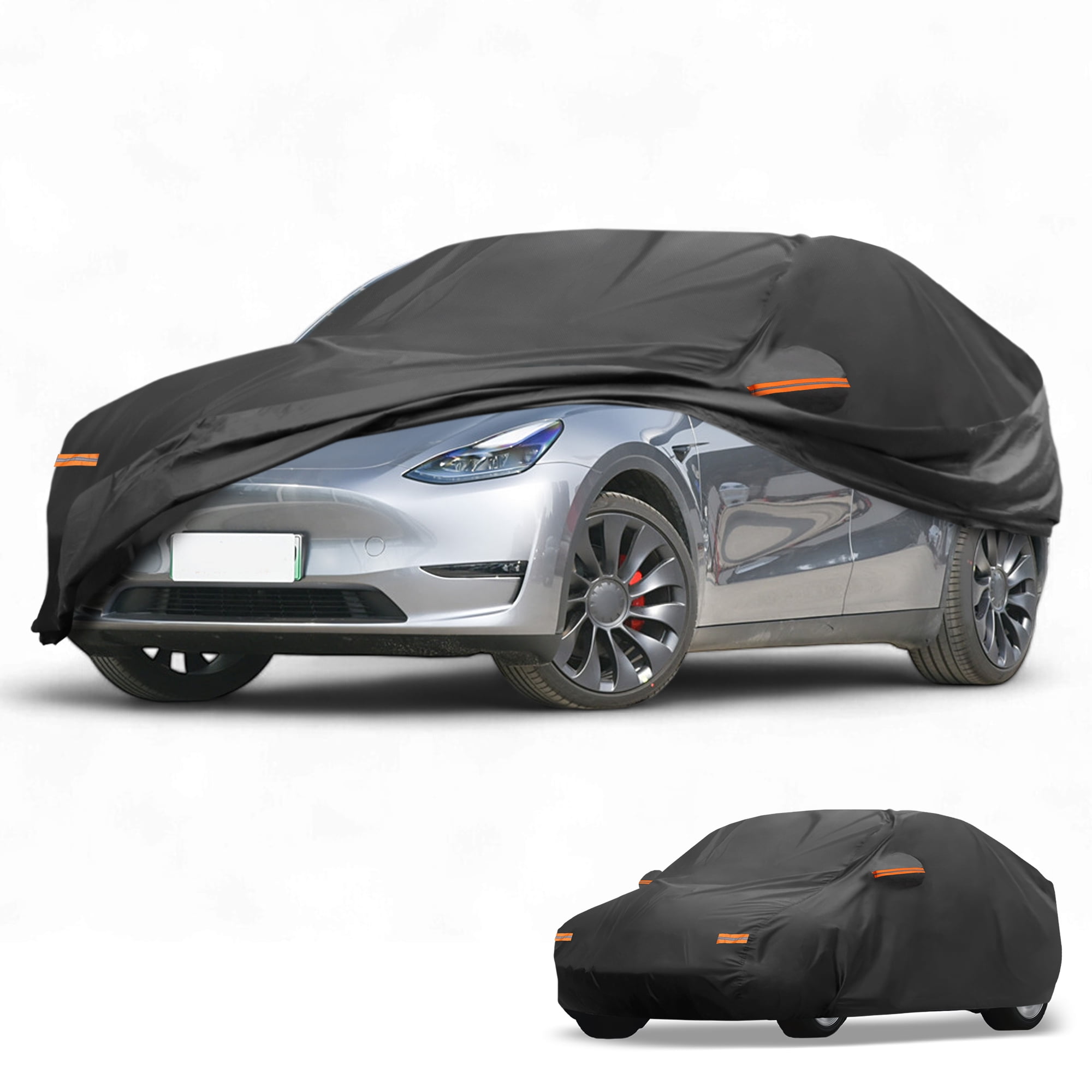 Unique Bargains Reflective Car Cover Black for Tesla Model Y 192.91"x57.09"x56.3"
