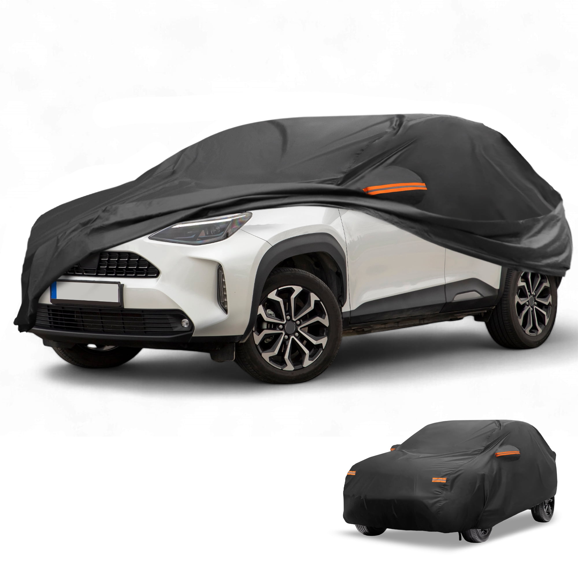 Unique Bargains Reflective Car Cover Black for Toyota Yaris Cross 177.95"x57.09"x56.3"