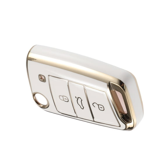 Unique Bargains Remote Key Fob Case Cover Compatible for Volkswagen Golf 7 Polo TPU White 3 Buttons Remote Key Protector