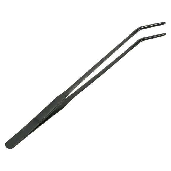 Reptile Feeding Tongs Lizard Feeding Tongs Aquarium Curved Feeding Tweezers with Rubber Tip Black 10.63" Length, Black