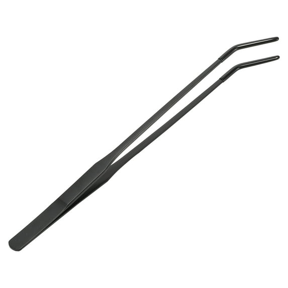 Reptile Feeding Tongs Lizard Feeding Tongs Aquarium Curved Feeding Tweezers with Rubber Tip Black 10.63" Length, Black