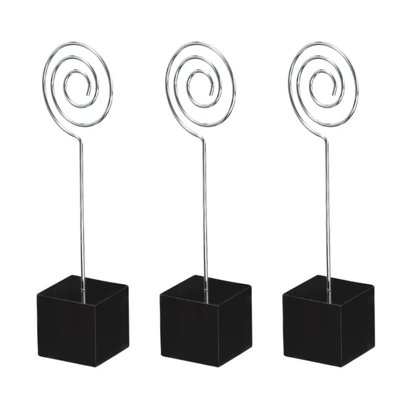 Unique Bargains Resin Cube Base Picture Card Holder for Photos Notes Display Black
