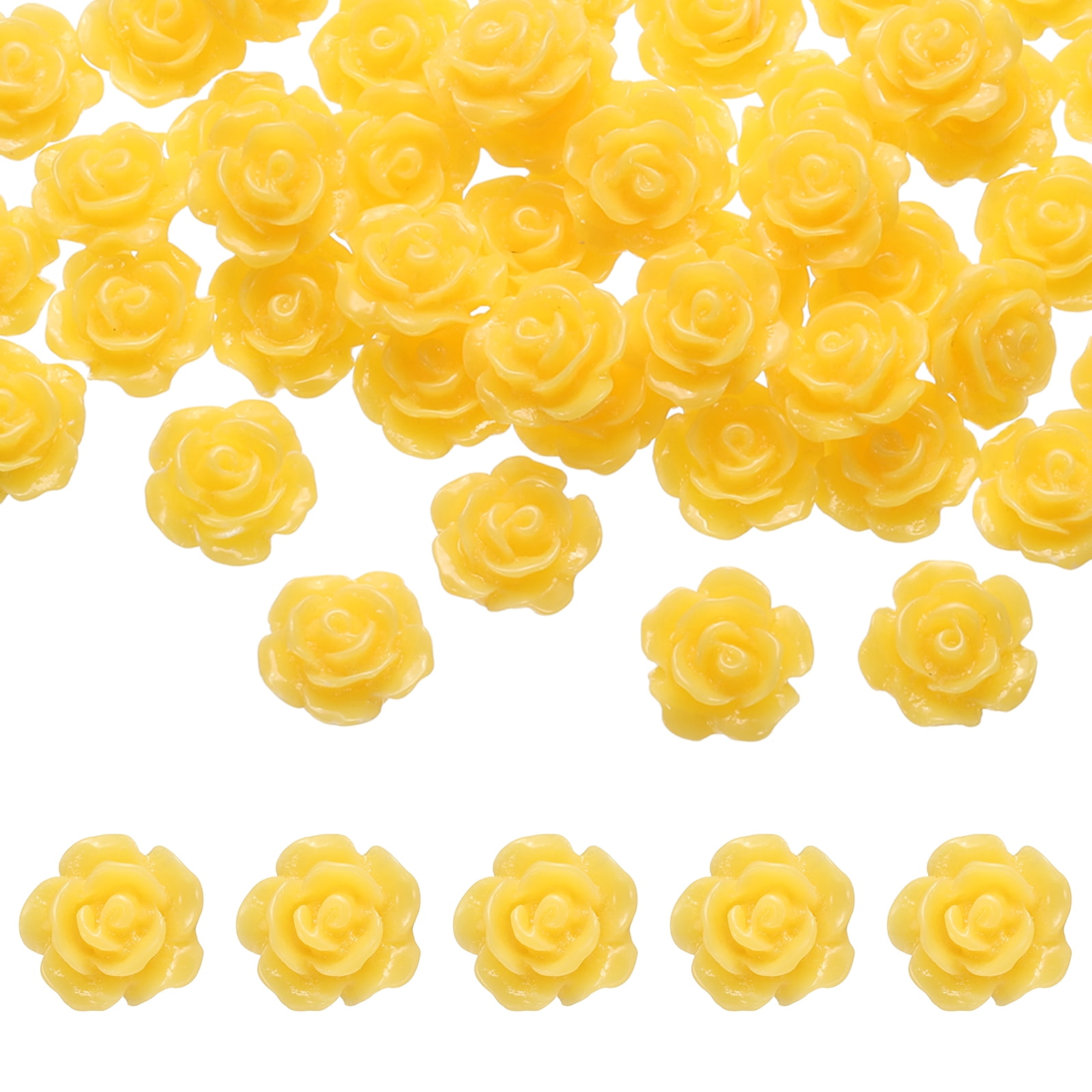 Unique Bargains Resin Rose Flower Beads for DIY Jewelry and Decor Yellow