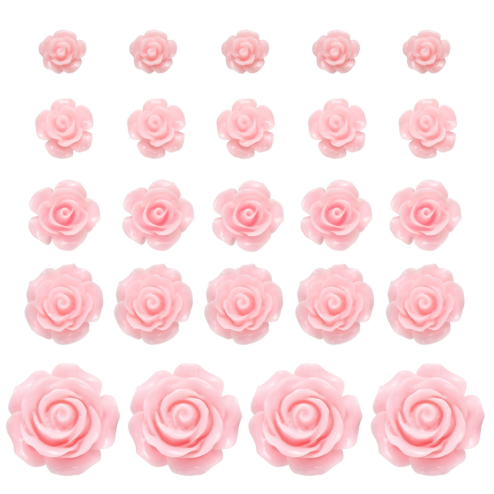 Unique Bargains Resin Rose Flower Beads for Jewelry Making and Crafts Pink