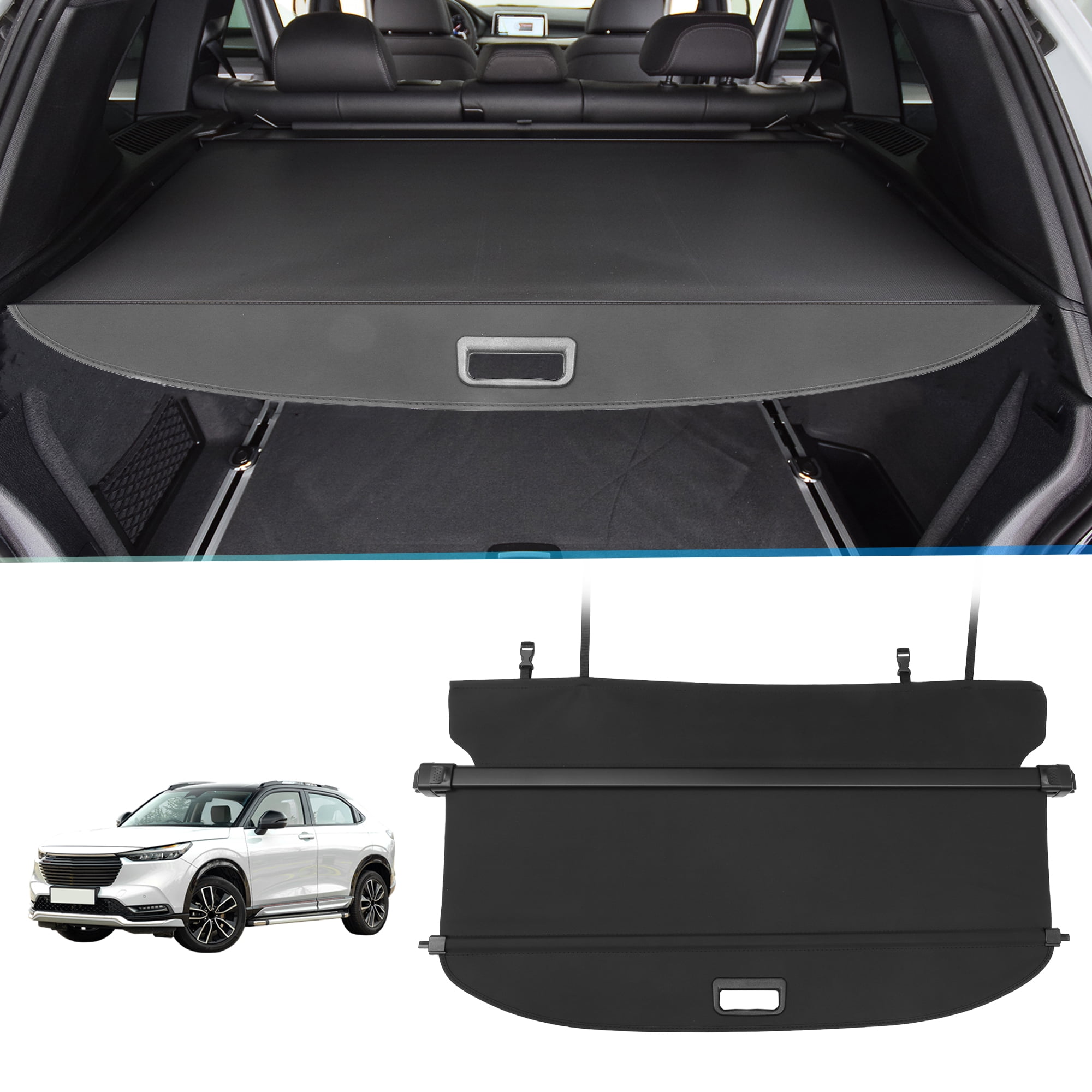 Unique Bargains Retractable Cargo Cover Rear Trunk Cover for Honda HRV 2015-2022 Black