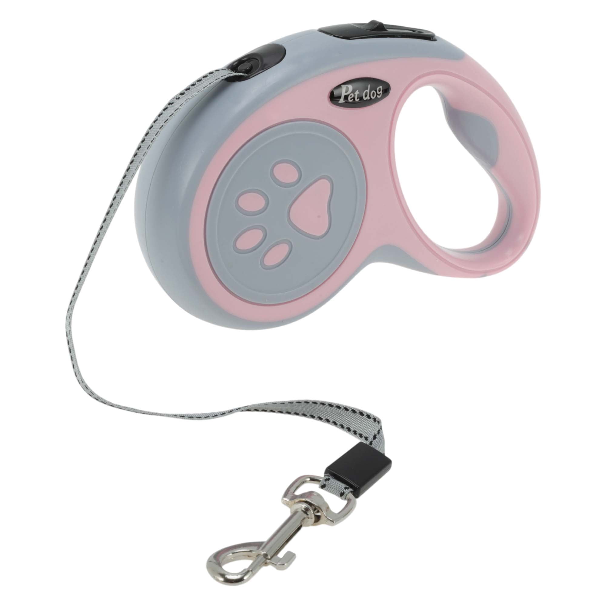 Unique Bargains Retractable Pet Leash with Ergonomic Handle Pink 3 Meter