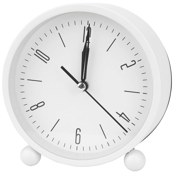 Unique Bargains Retro Metal Casing Alarm Clock White 4.5"L x 2.0"W x 4.7"H