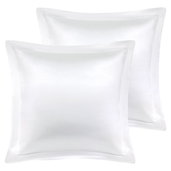 Unique Bargains Retro Satin Ruffle Pillowcases 2Pack with Envelope White 26"x26"