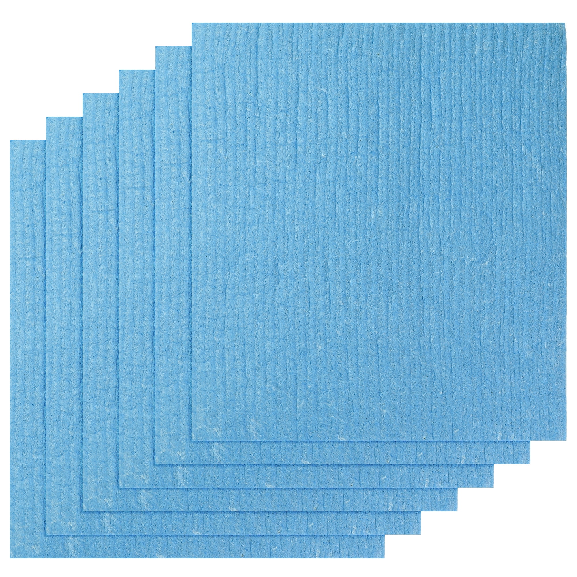 Unique Bargains Reusable Absorbent Sponge Dish Cloths Kitchen Towels Lint Free 7" x 8" Blue 5pk