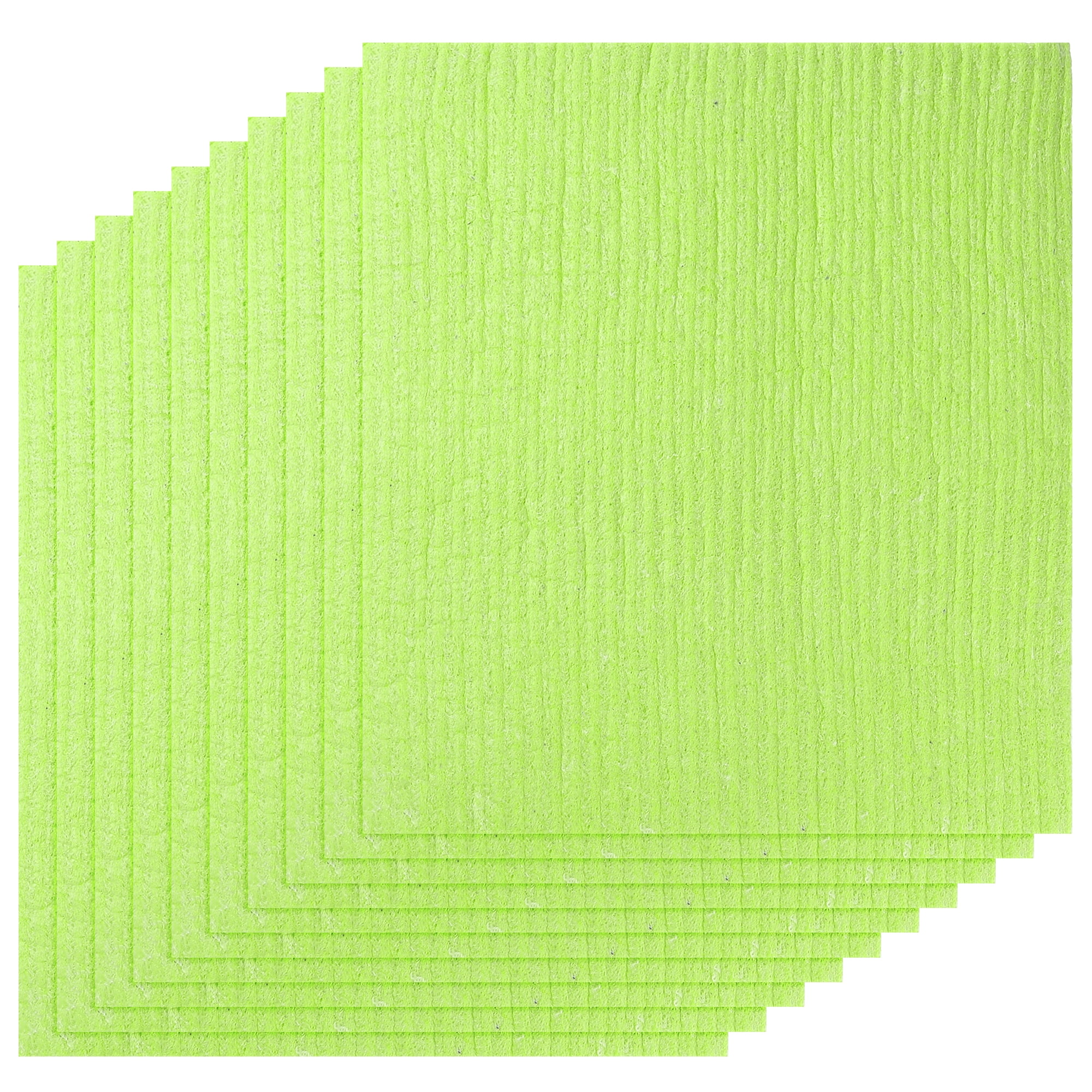 Unique Bargains Reusable Absorbent Sponge Dish Cloths Kitchen Towels Lint Free 7" x 8" Green 10pk