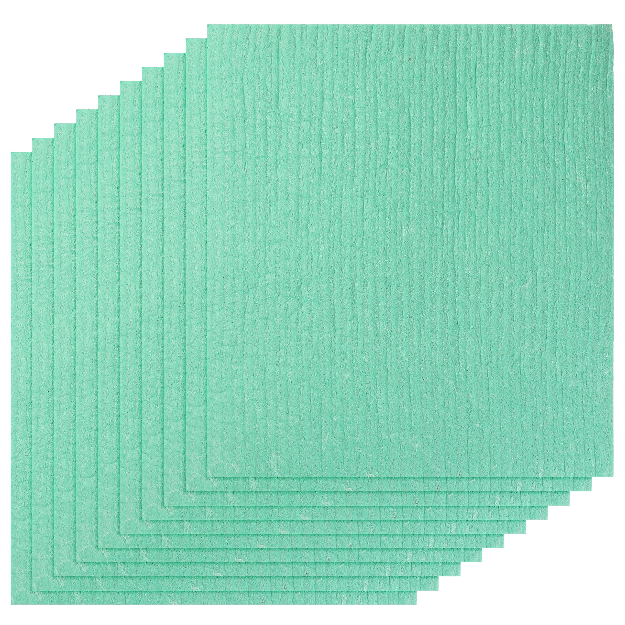 Unique Bargains Reusable Absorbent Sponge Dish Cloths Kitchen Towels Lint Free 7" x 8" Mint Green 10pk