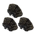 thumbnail image 1 of Unique Bargains Reusable Dots Double Layer Shower Cap 3 Pcs Black, 1 of 6