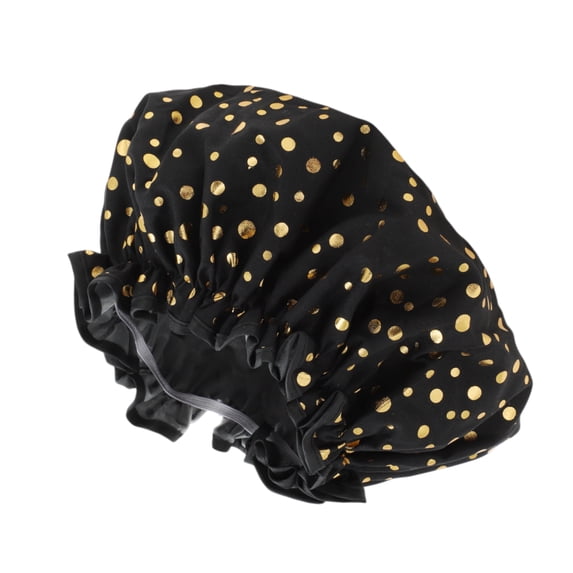 Unique Bargains Reusable Dots Shower Cap 1 Pc Black