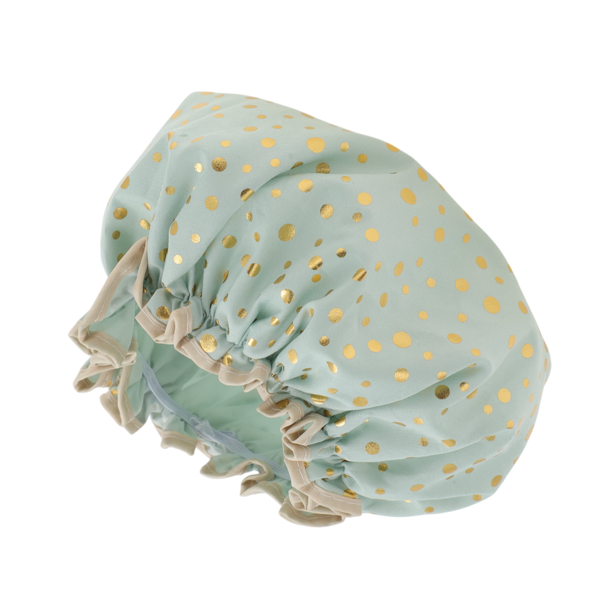 Unique Bargains Reusable Dots Shower Cap 1 Pc Light Green