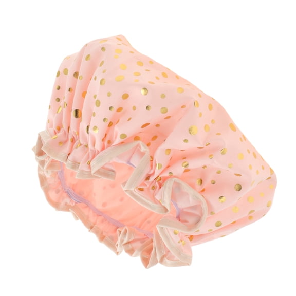Unique Bargains Reusable Dots Shower Cap 1 Pc Pink