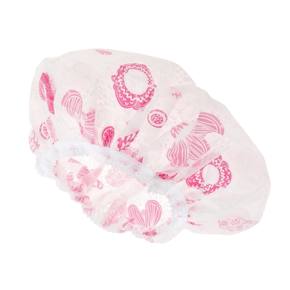 Unique Bargains Reusable Dots Single Layer Shower Cap 1 Pc Pink