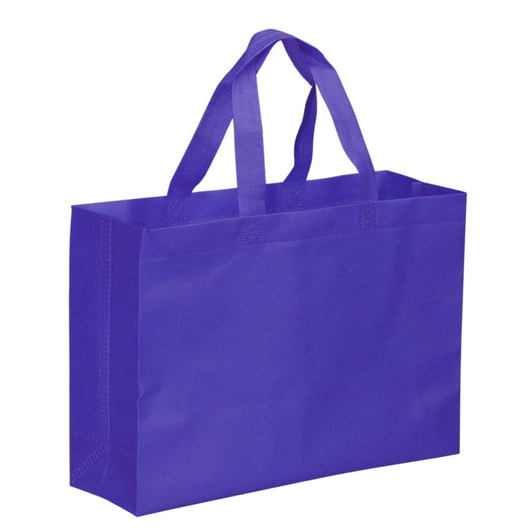 Unique Bargains Reusable Gift Bags Horizontal Style Grocery Tote Bag for Travel Storage Blue