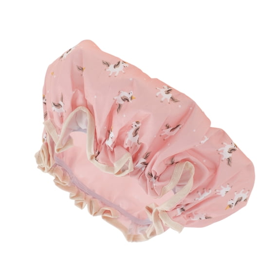 Unique Bargains Reusable Horse Pattern Shower Cap 1 Pc Pink
