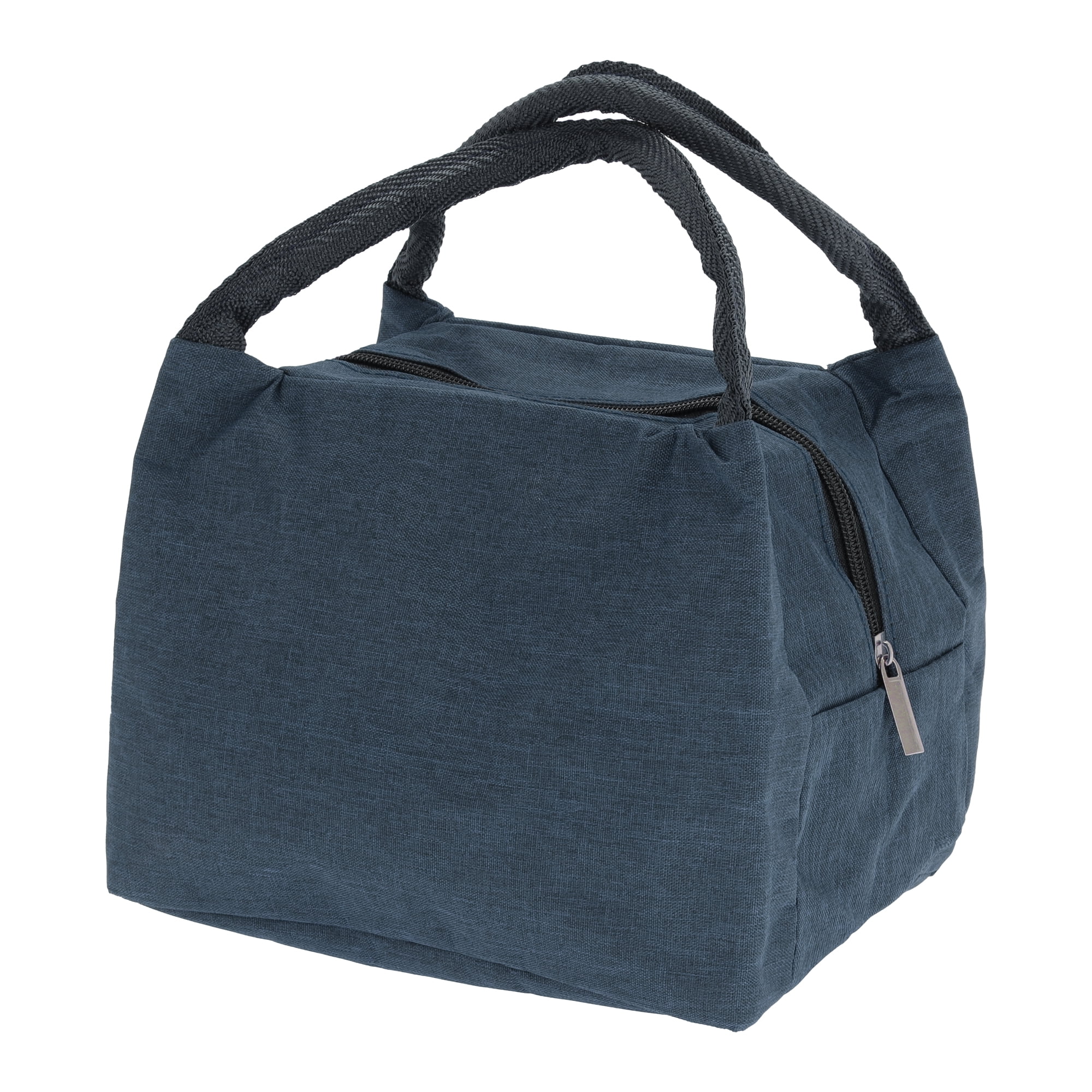 Unique Bargains Reusable Insulated Lunch Bag with Zip Closure Navy Blue 219 oz
