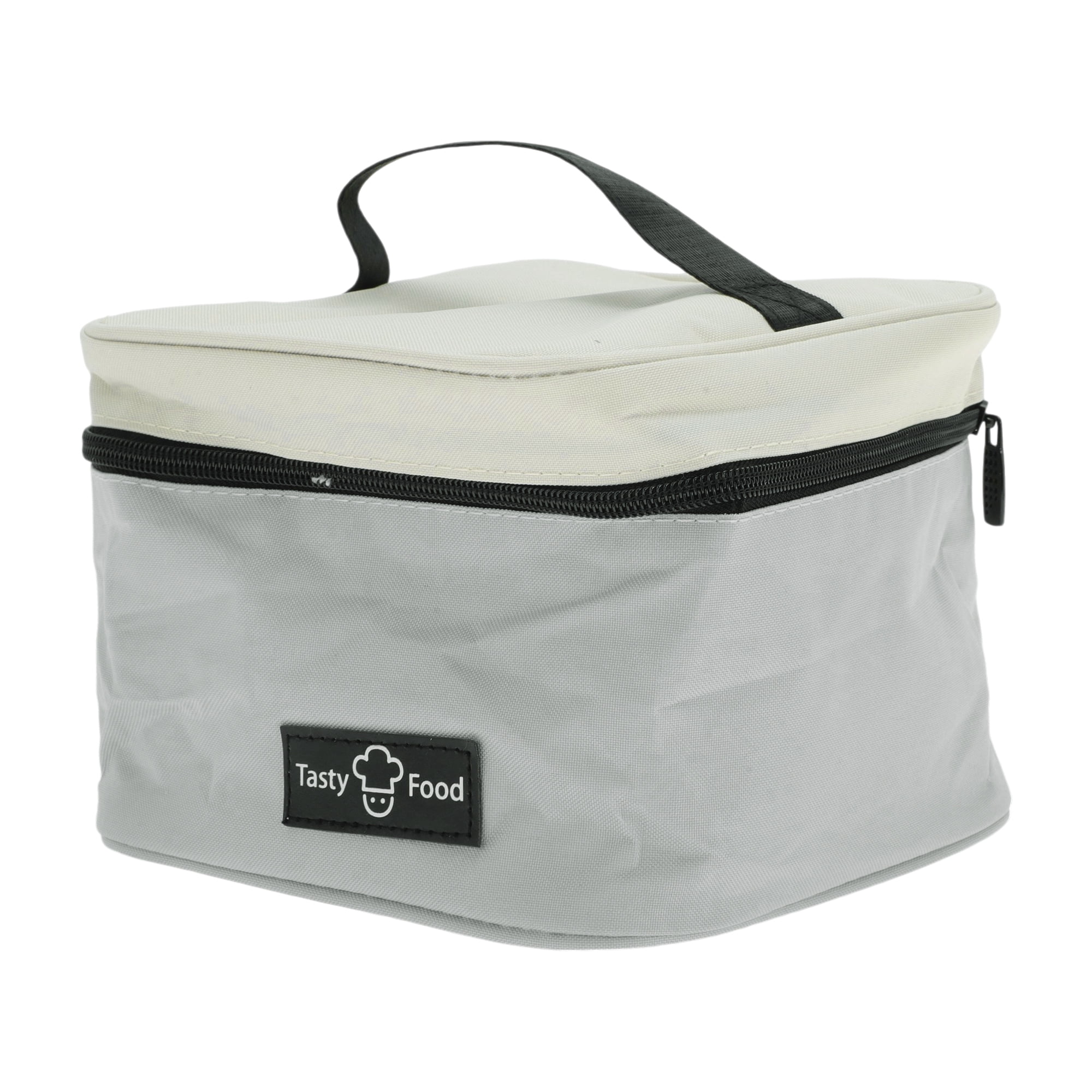 Unique Bargains Reusable Insulated Lunch Box Tote Gray Beige 164 oz