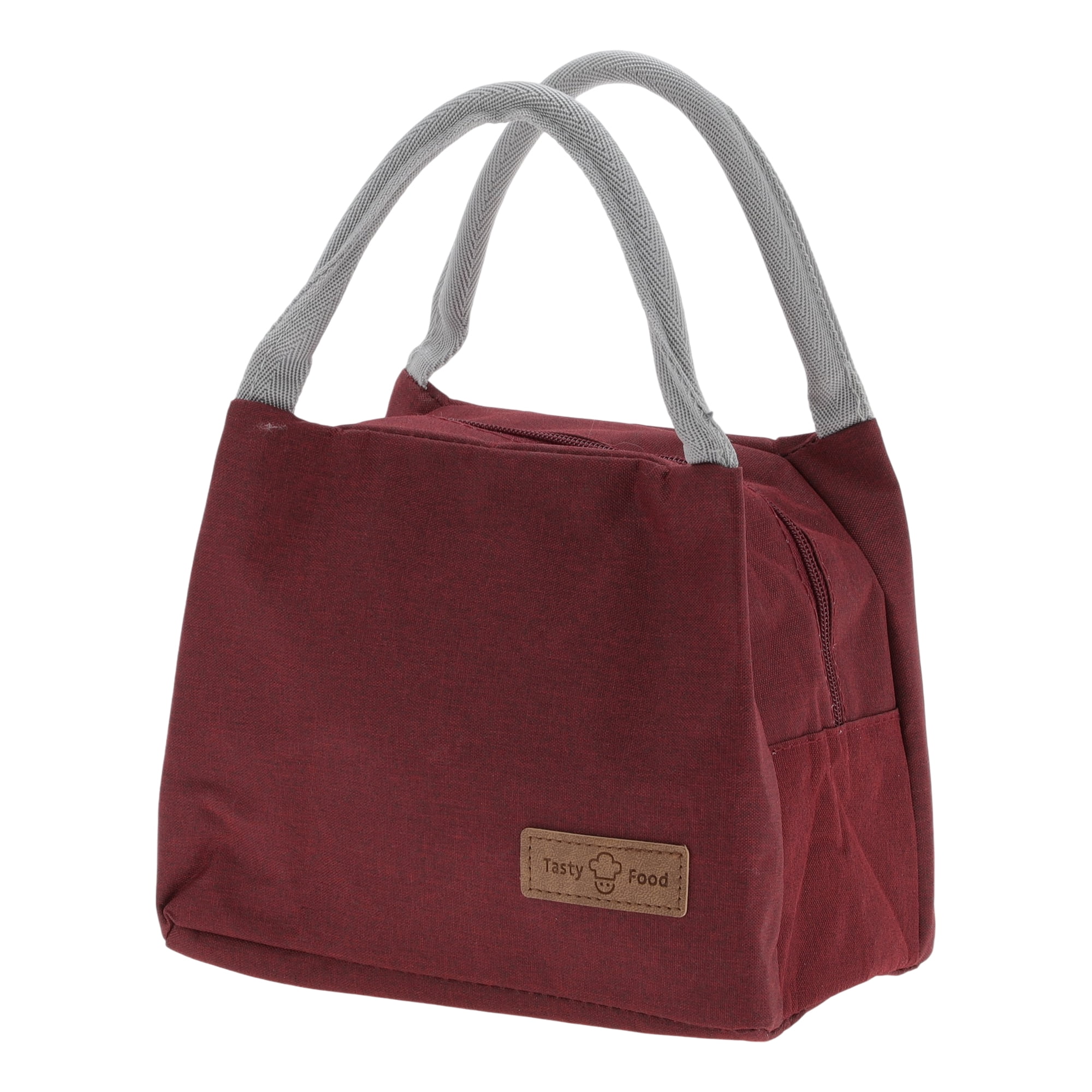Unique Bargains Reusable Insulated Lunch Box Tote for Office Work and Travel Wine Red 336 oz