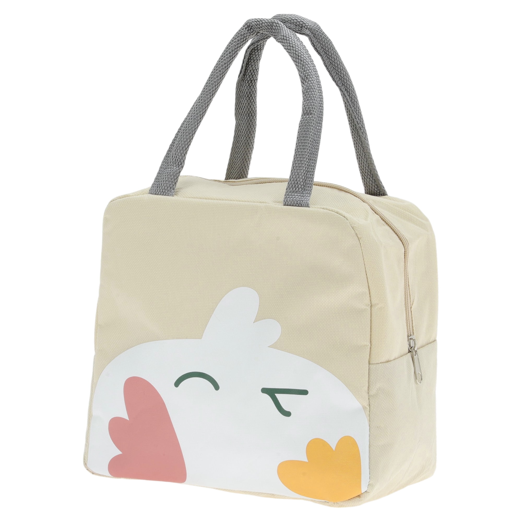 Unique Bargains Reusable Insulated Lunch Box Tote for Work and Travel Beige 236 oz