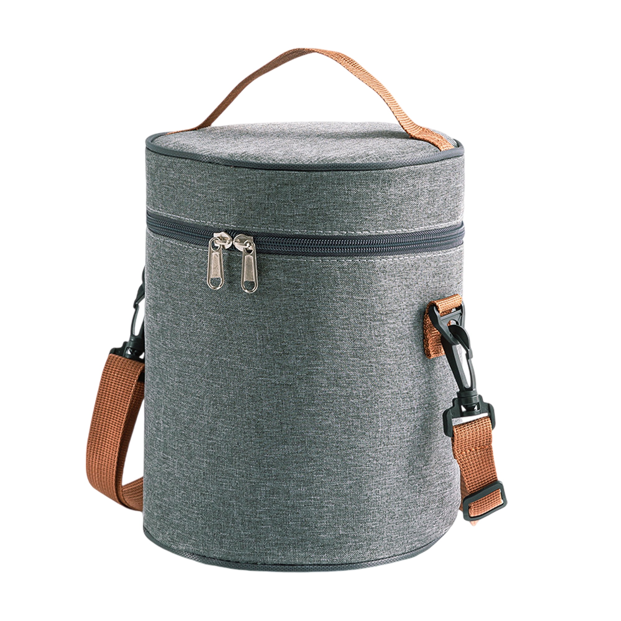Unique Bargains Reusable Insulated Lunch Tote Bag Gray Cylinder