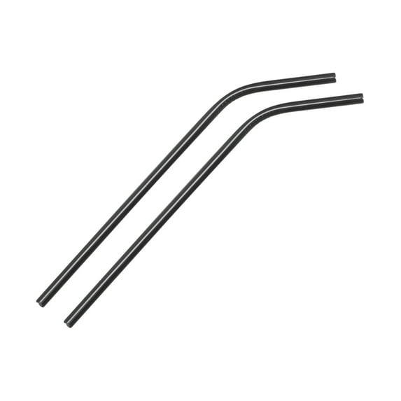 Unique Bargains Reusable Metal Straws 2Pcs, Stainless Steel Bent Drinking Straw 10.5' Long for Milk Shake Beverage Juice Black
