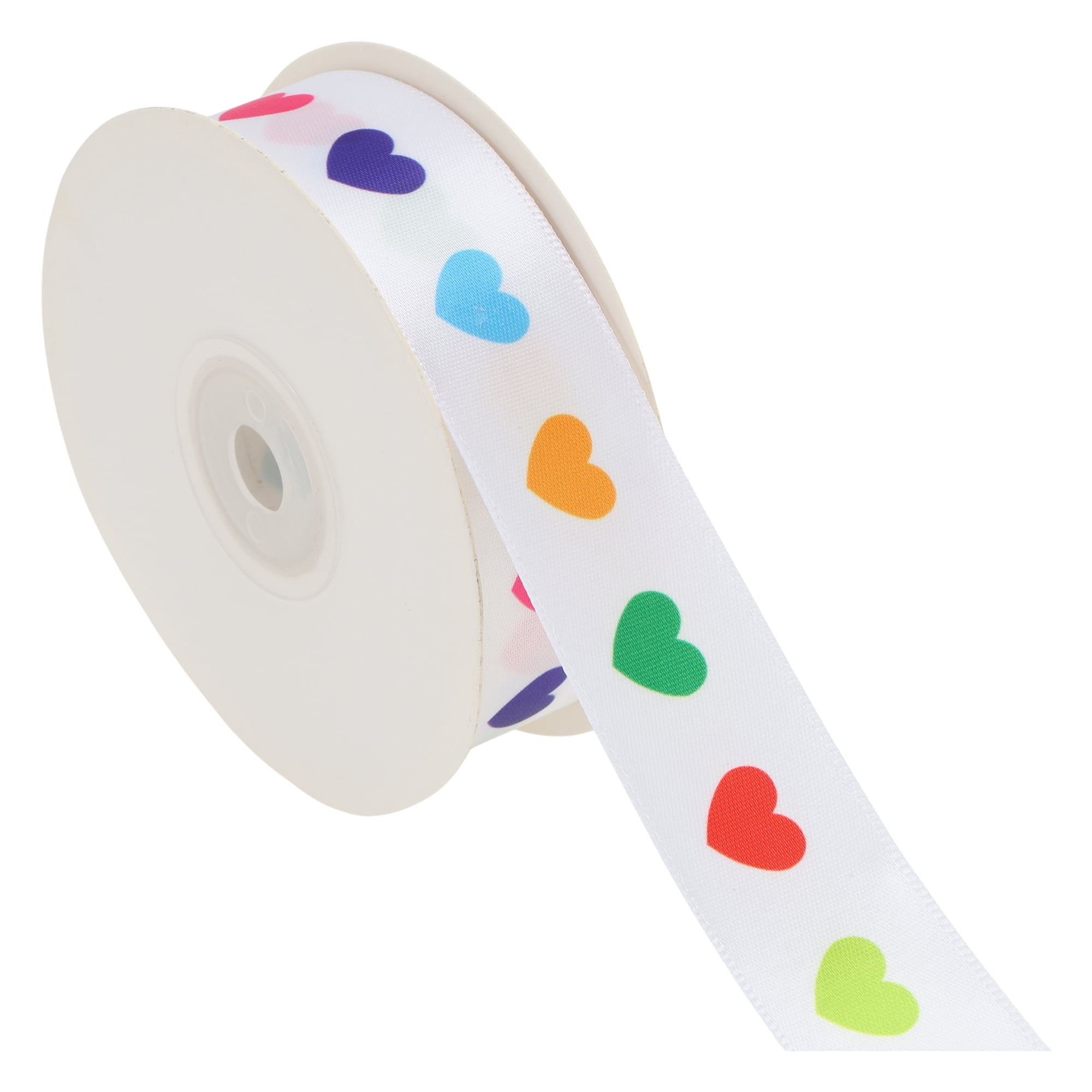 Unique Bargains Reusable Pattern Gift Ribbon 0.98"x72.18' 1Pc [Heart]
