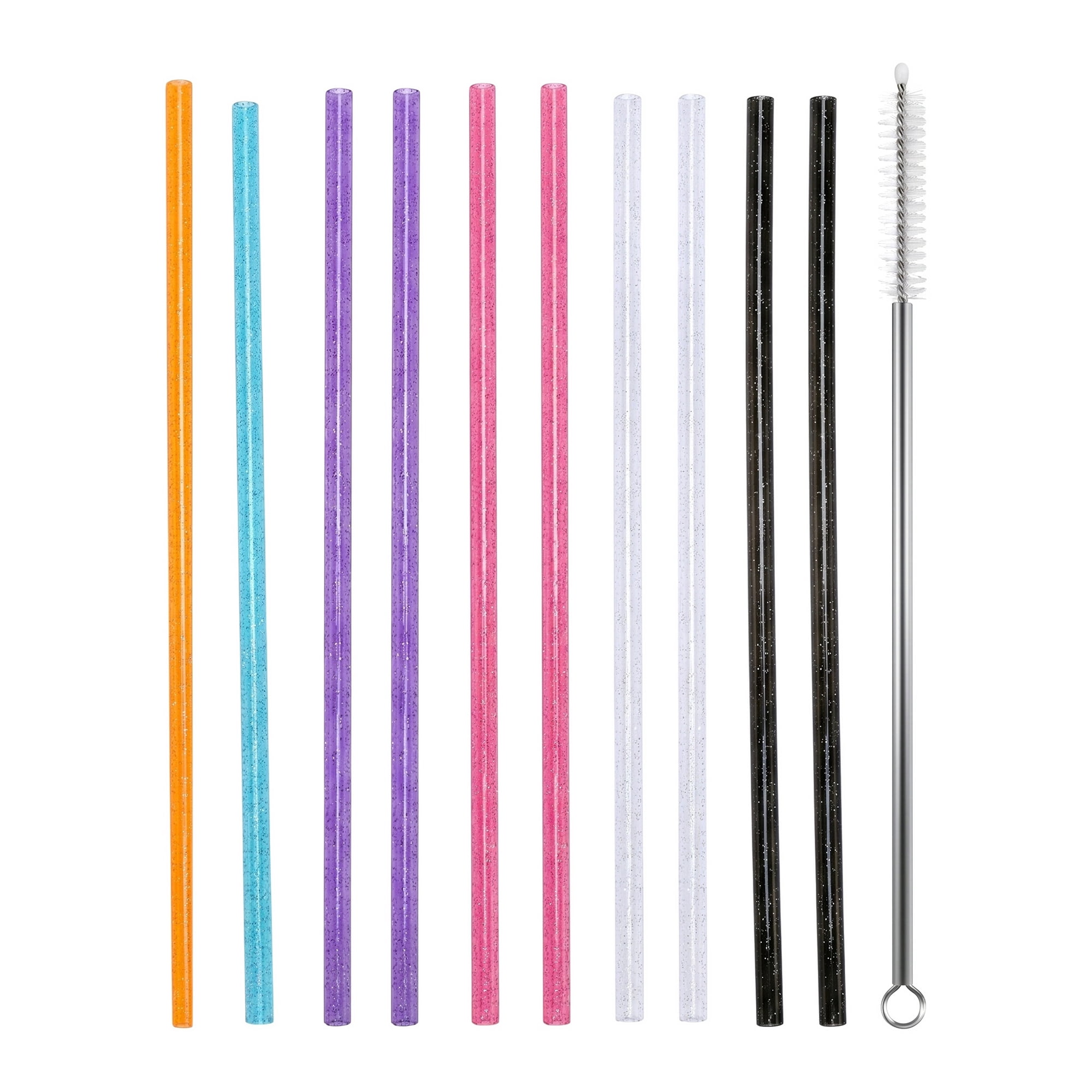 Unique Bargains Reusable Plastic Home Office Straws with Brush Color B
