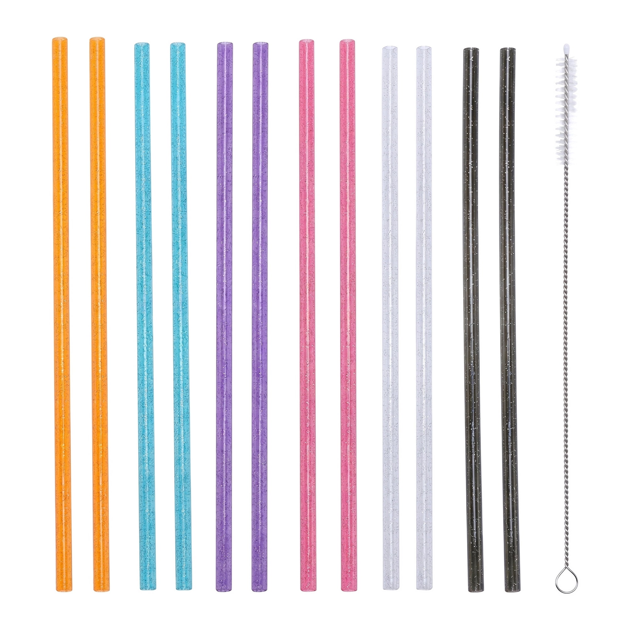 Unique Bargains Reusable Plastic Home Office Straws with Brush Color C