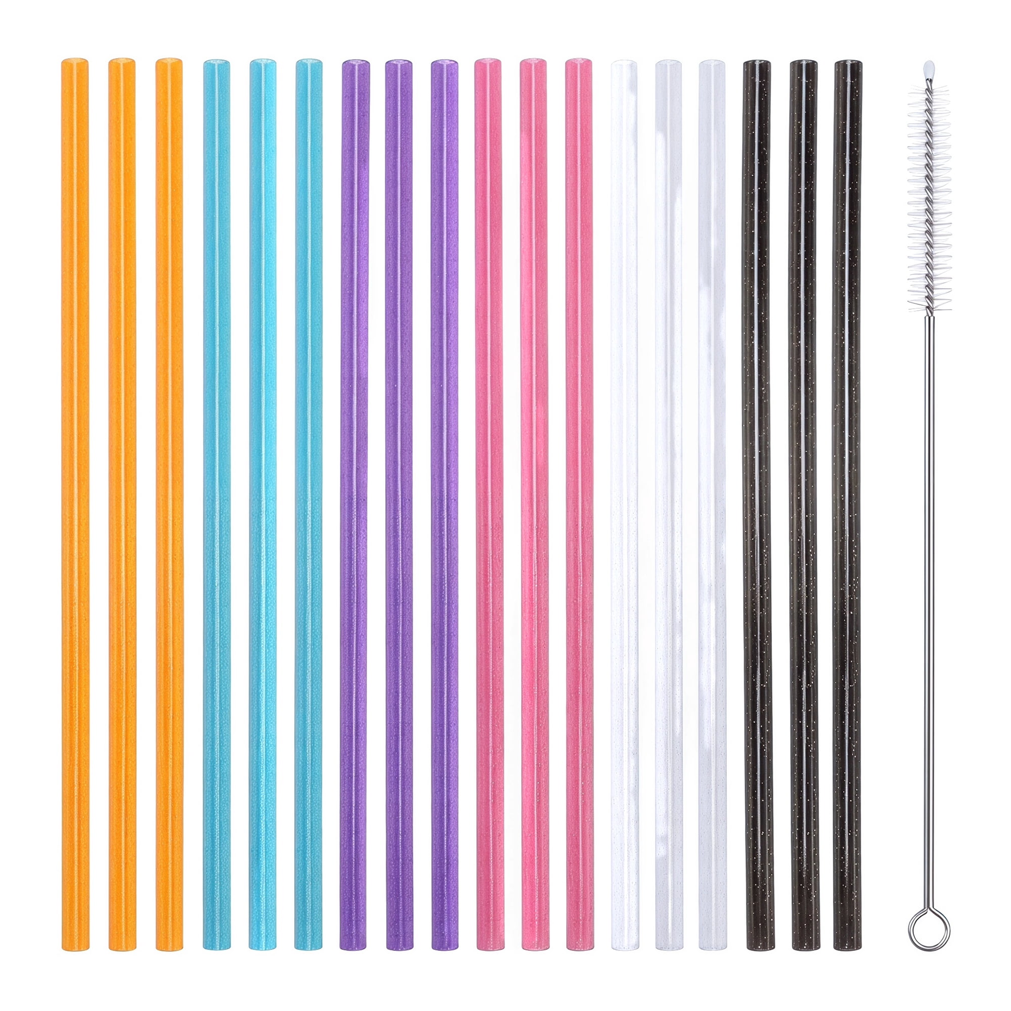 Unique Bargains Reusable Plastic Home Office Straws with Brush Color D