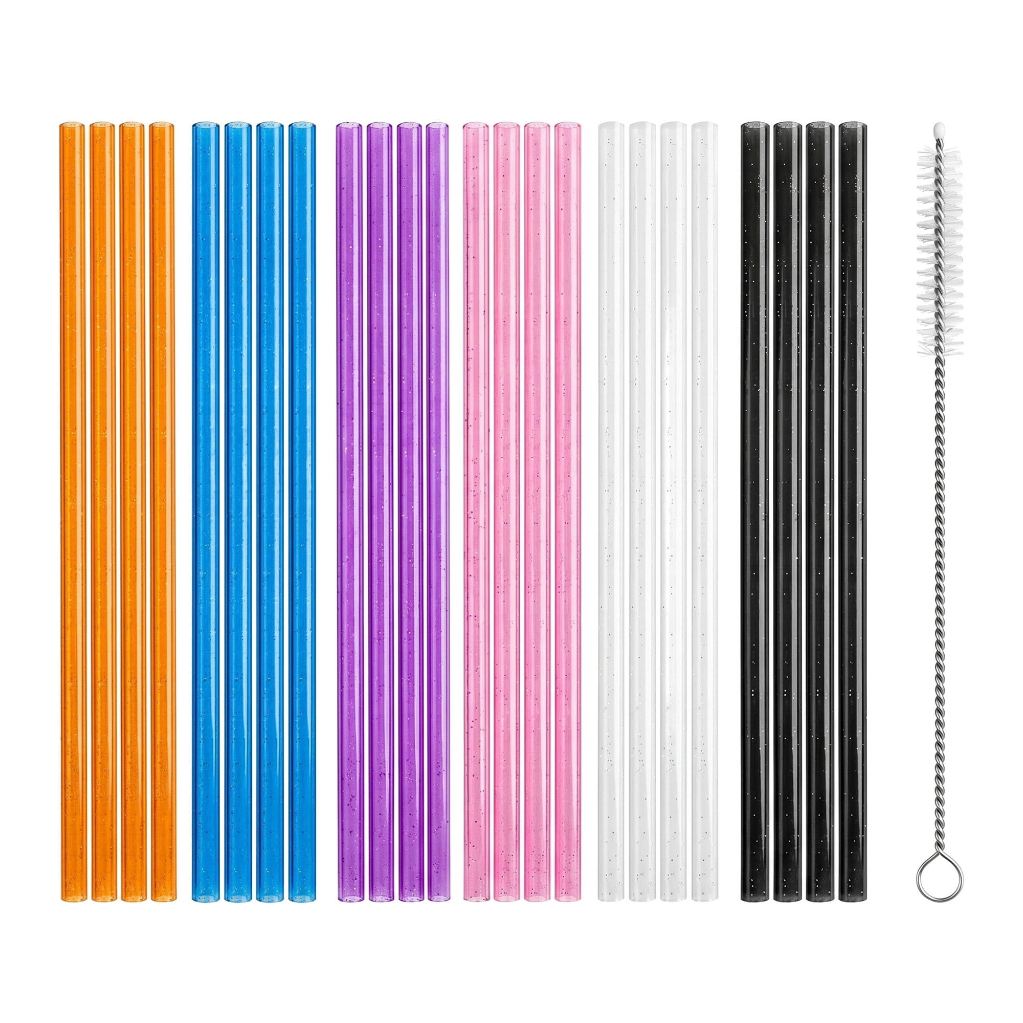 Unique Bargains Reusable Plastic Home Office Straws with Brush Color E