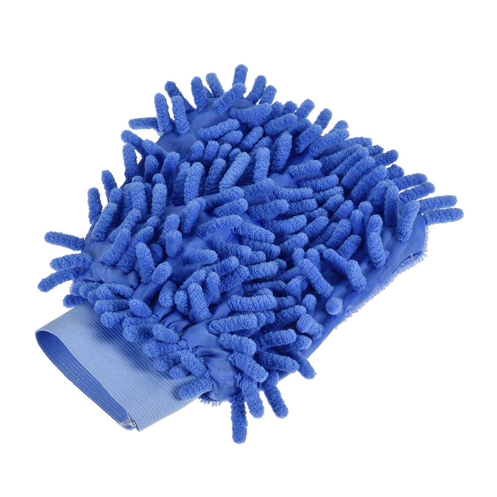Unique Bargains Microfiber Chenille Mitts Reusable Cleaning Gloves Wash Sponge for Home Blue