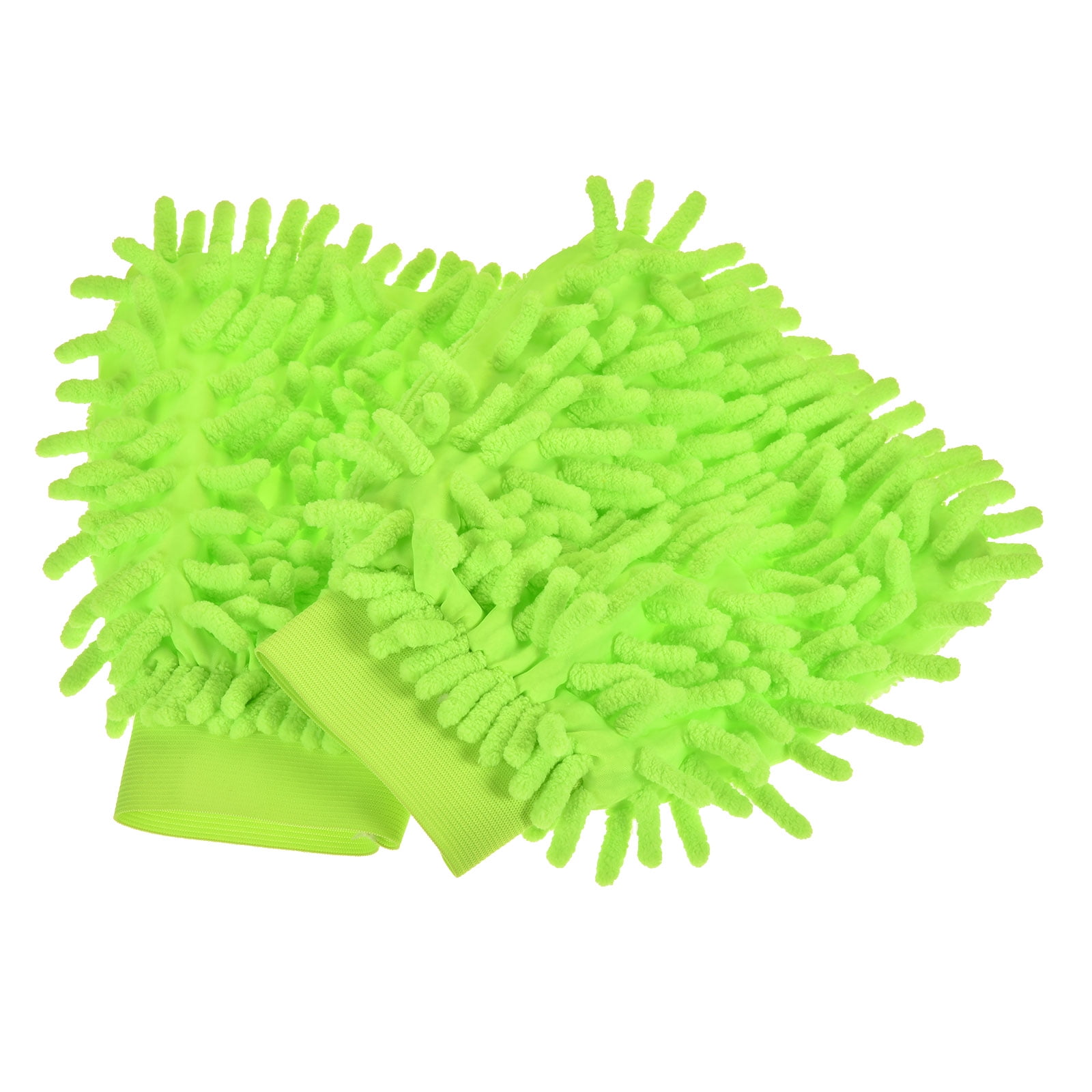 Unique Bargains Reusable Scratch-Free Cleaning Gloves Microfiber Chenille Mitts Green