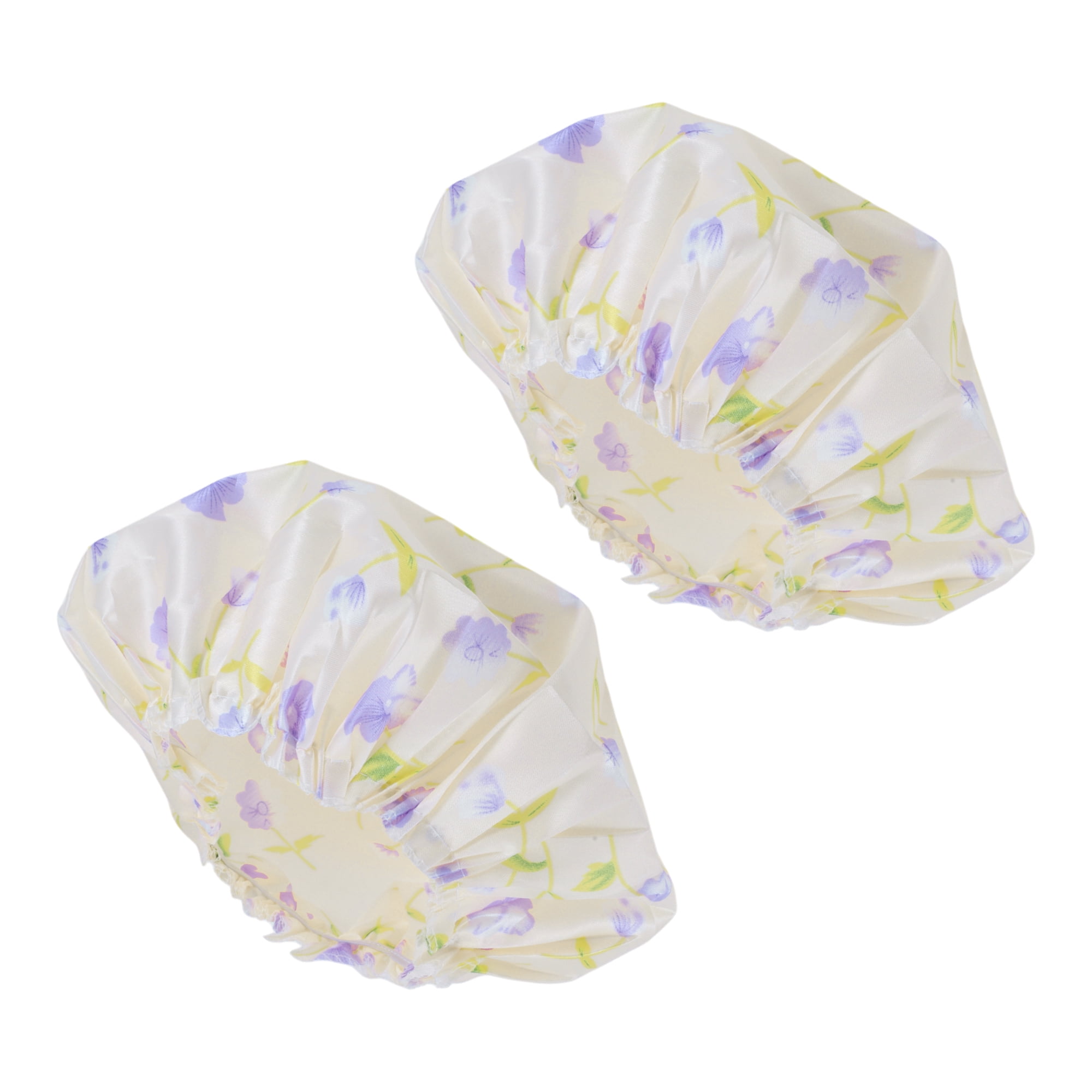 Unique Bargains Reusable Shower Cap 2 Pcs Light Yellow
