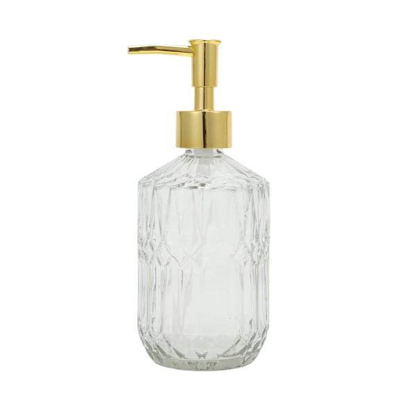 Unique Bargains Reusable Soap Dispenser 13.53oz 1 Pc Clear, Gold Tone