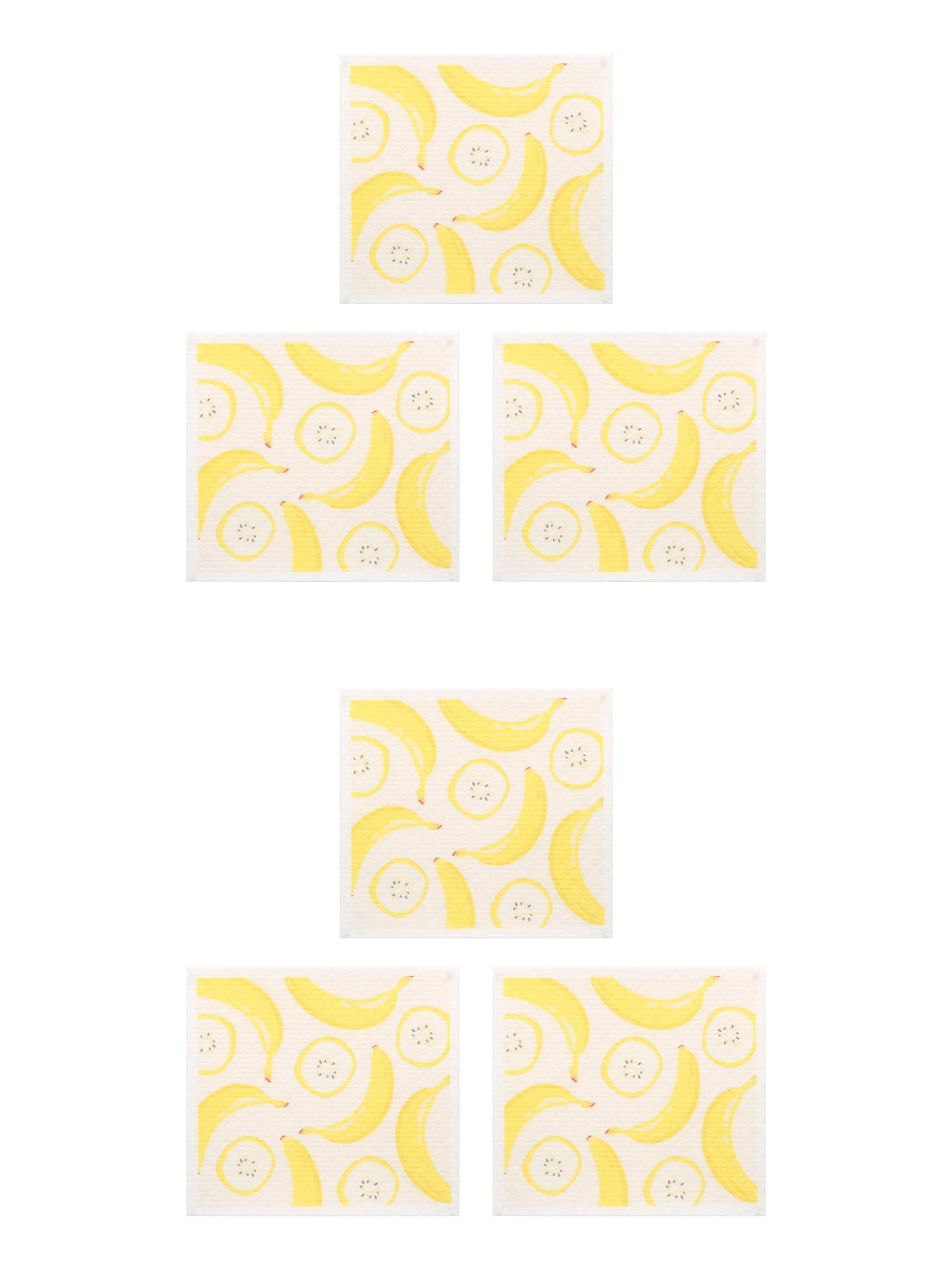 Unique Bargains Reusable Swedish Dish Cloths Banana 6 Pack Banana 8" x 7"
