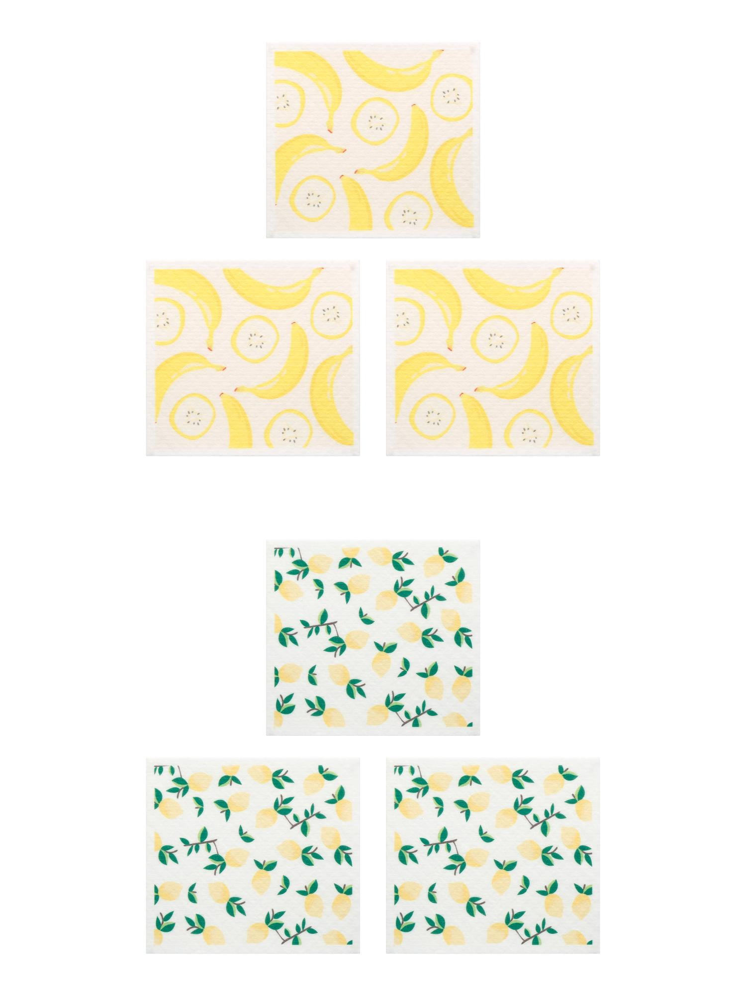 Unique Bargains Reusable Swedish Dish Cloths Banana 6 Pack Banana/Lemon 8" x 7"