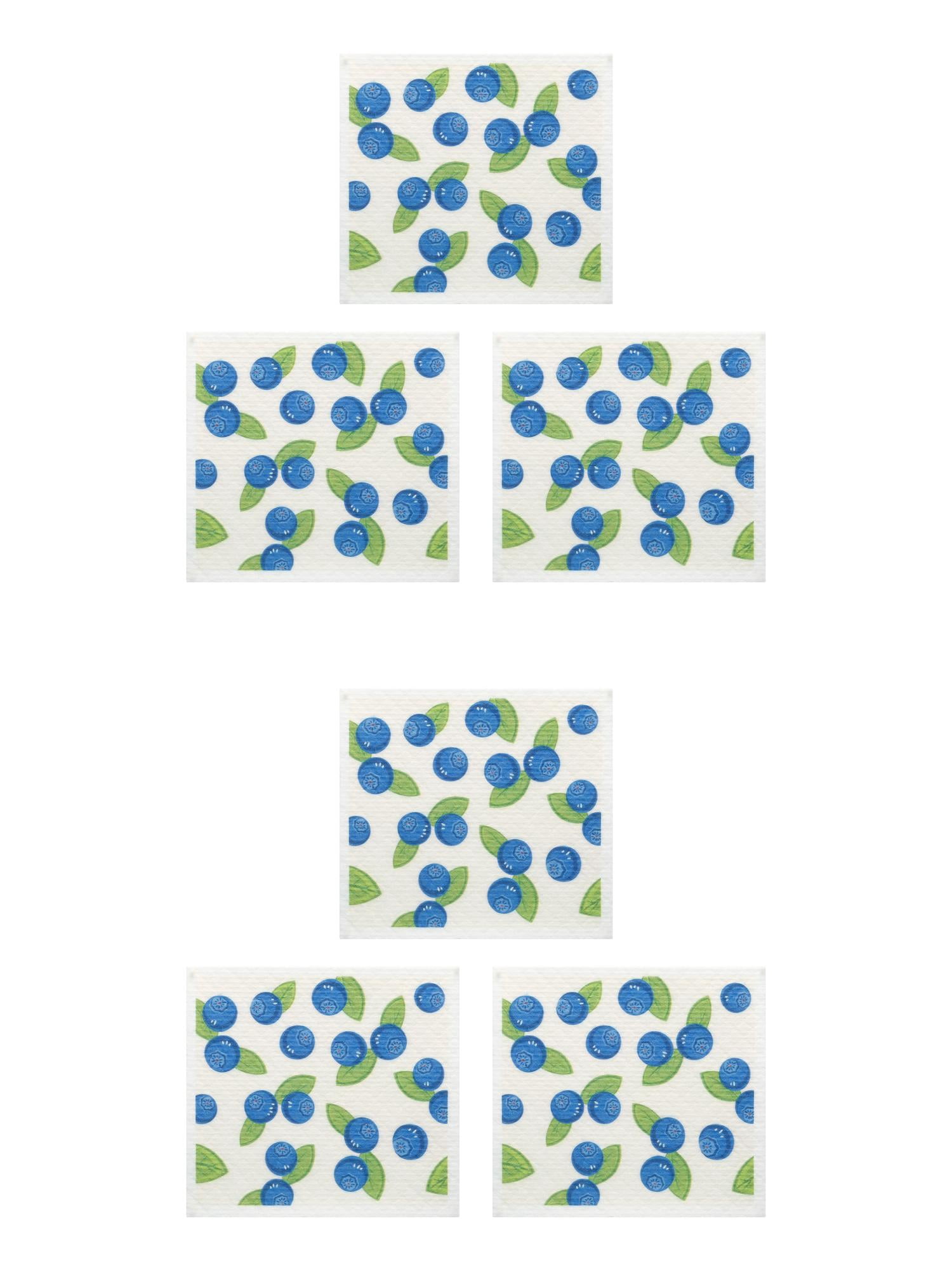 Unique Bargains Reusable Swedish Dish Cloths Banana 6 Pack Blueberry 8" x 7"