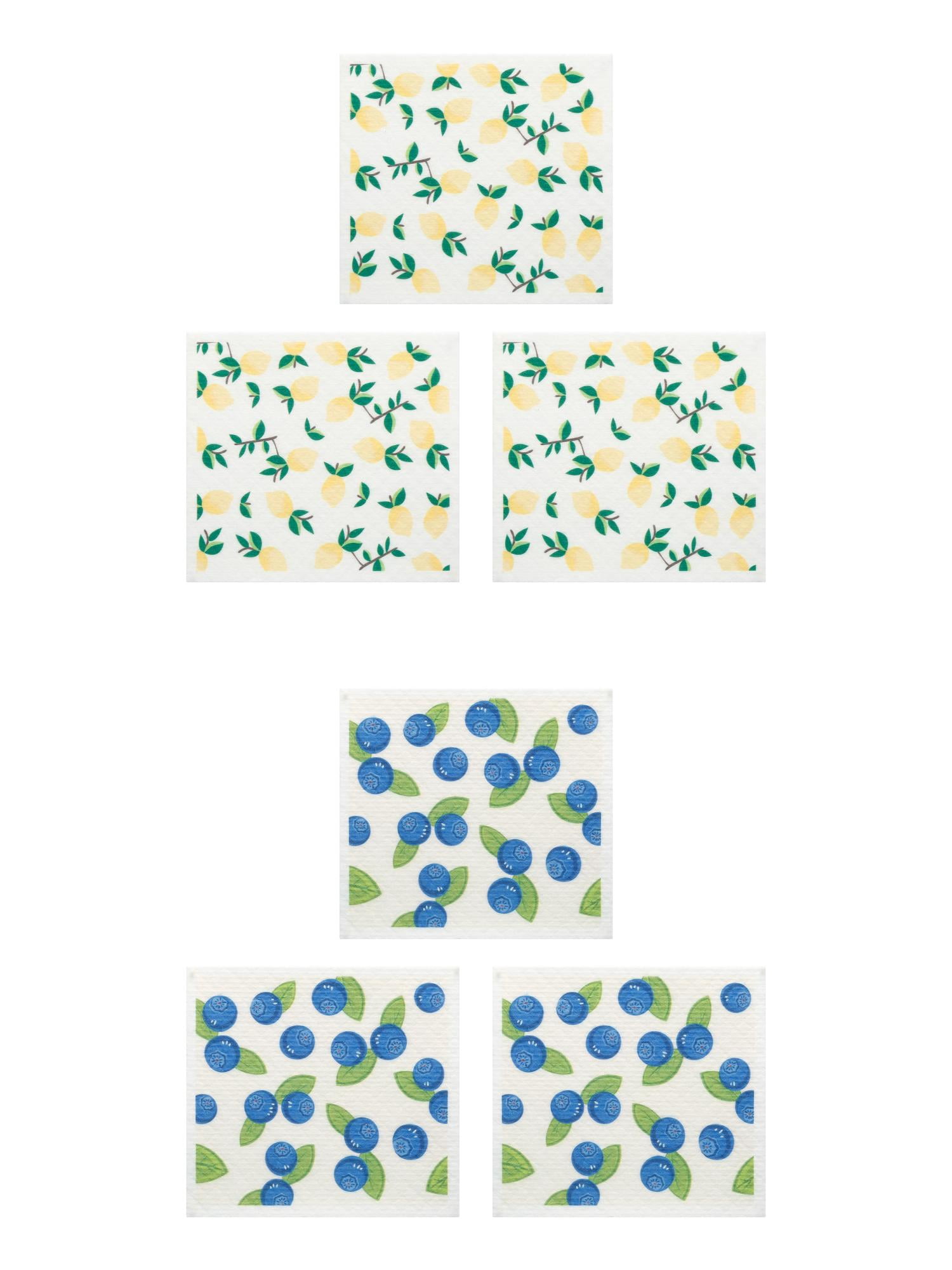 Unique Bargains Reusable Swedish Dish Cloths Banana 6 Pack Blueberry/Lemon 8" x 7"