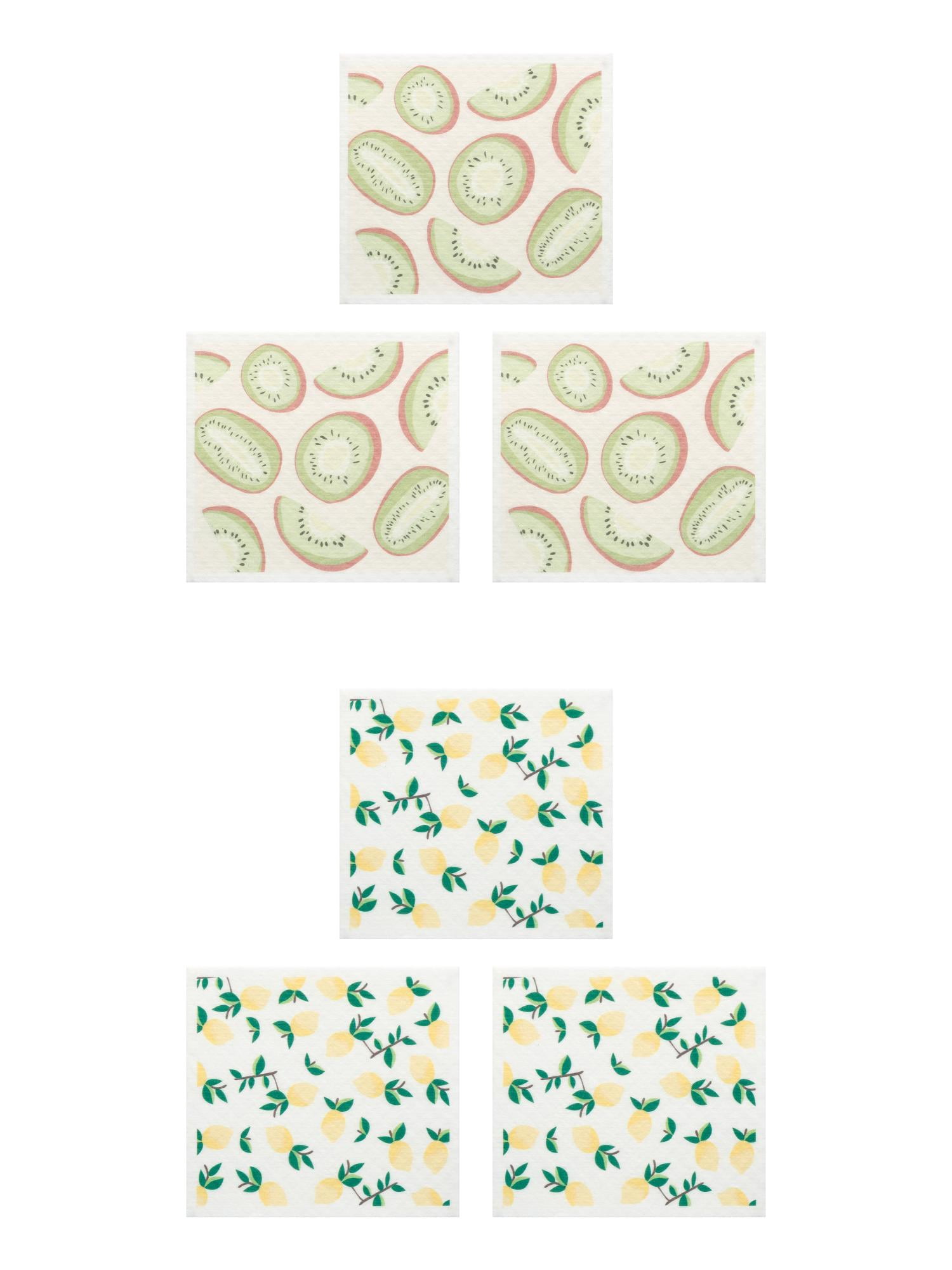 Unique Bargains Reusable Swedish Dish Cloths Banana 6 Pack Green/Lemon 8" x 7"