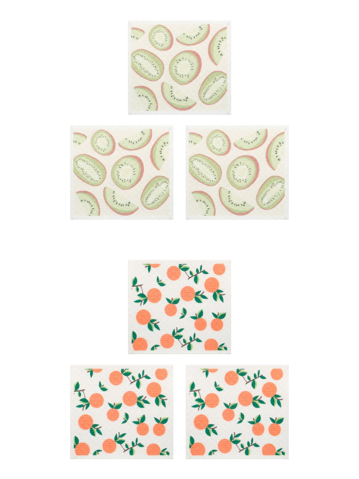 Unique Bargains Reusable Swedish Dish Cloths Banana 6 Pack Green/Orange 8" x 7"