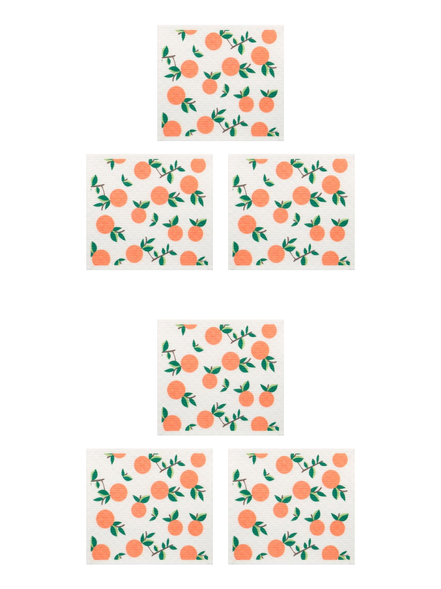 Unique Bargains Reusable Swedish Dish Cloths Banana 6 Pack Orange 8" x 7"