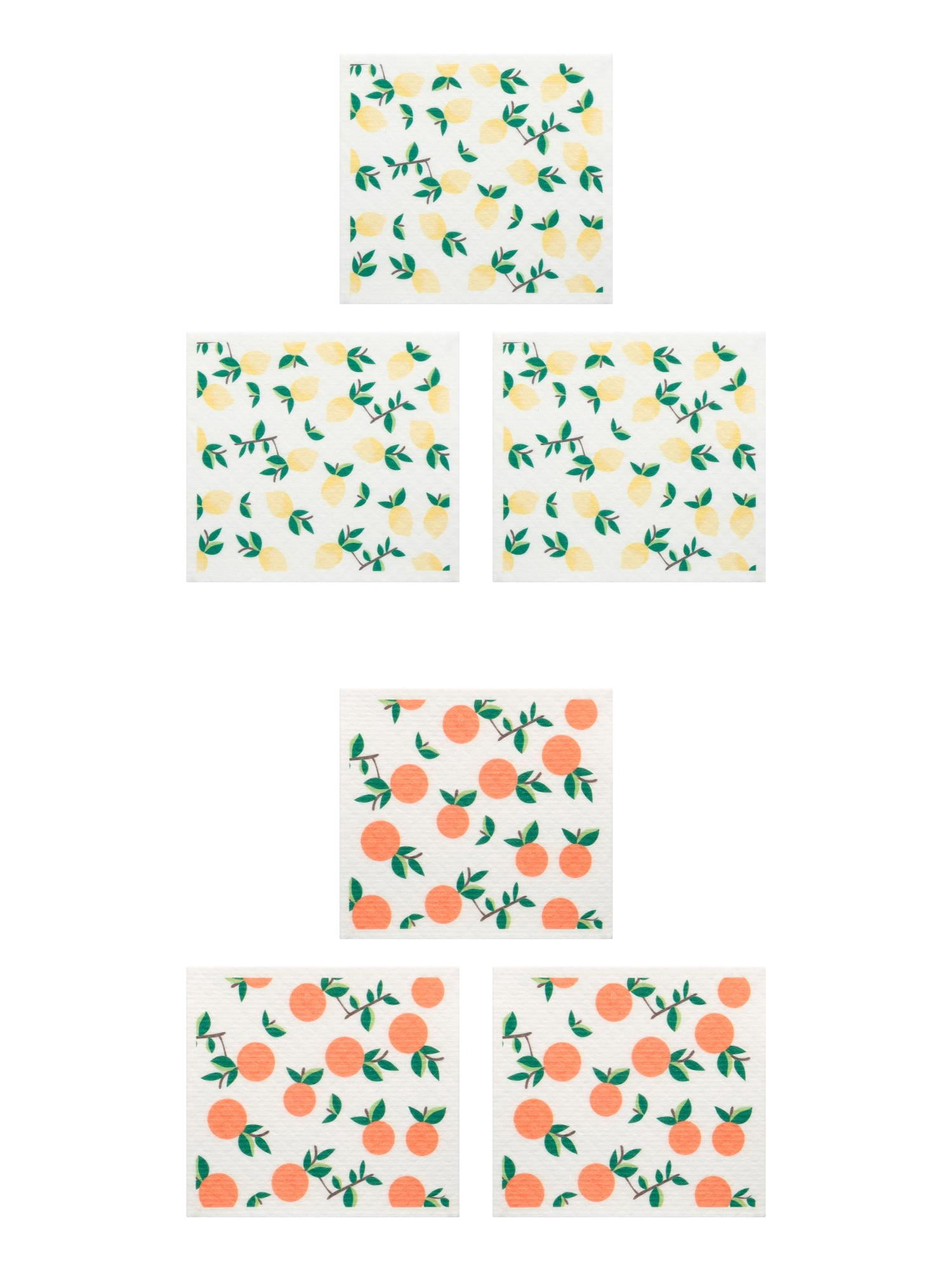 Unique Bargains Reusable Swedish Dish Cloths Banana 6 Pack Orange/Lemon 8" x 7"