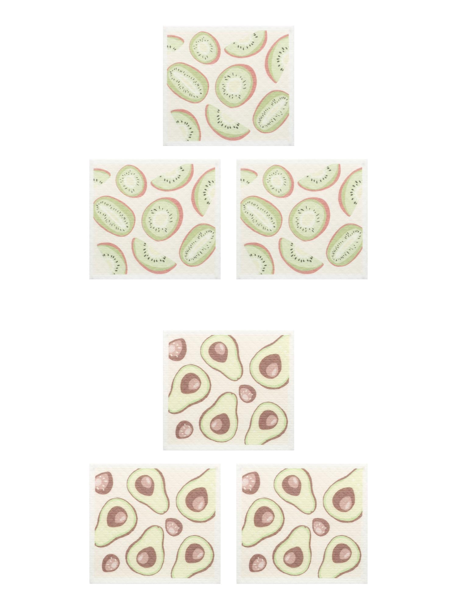 Unique Bargains Reusable Swedish Kitchen Dish Cloths 6 Pack Avocado/Green 8" x 7"