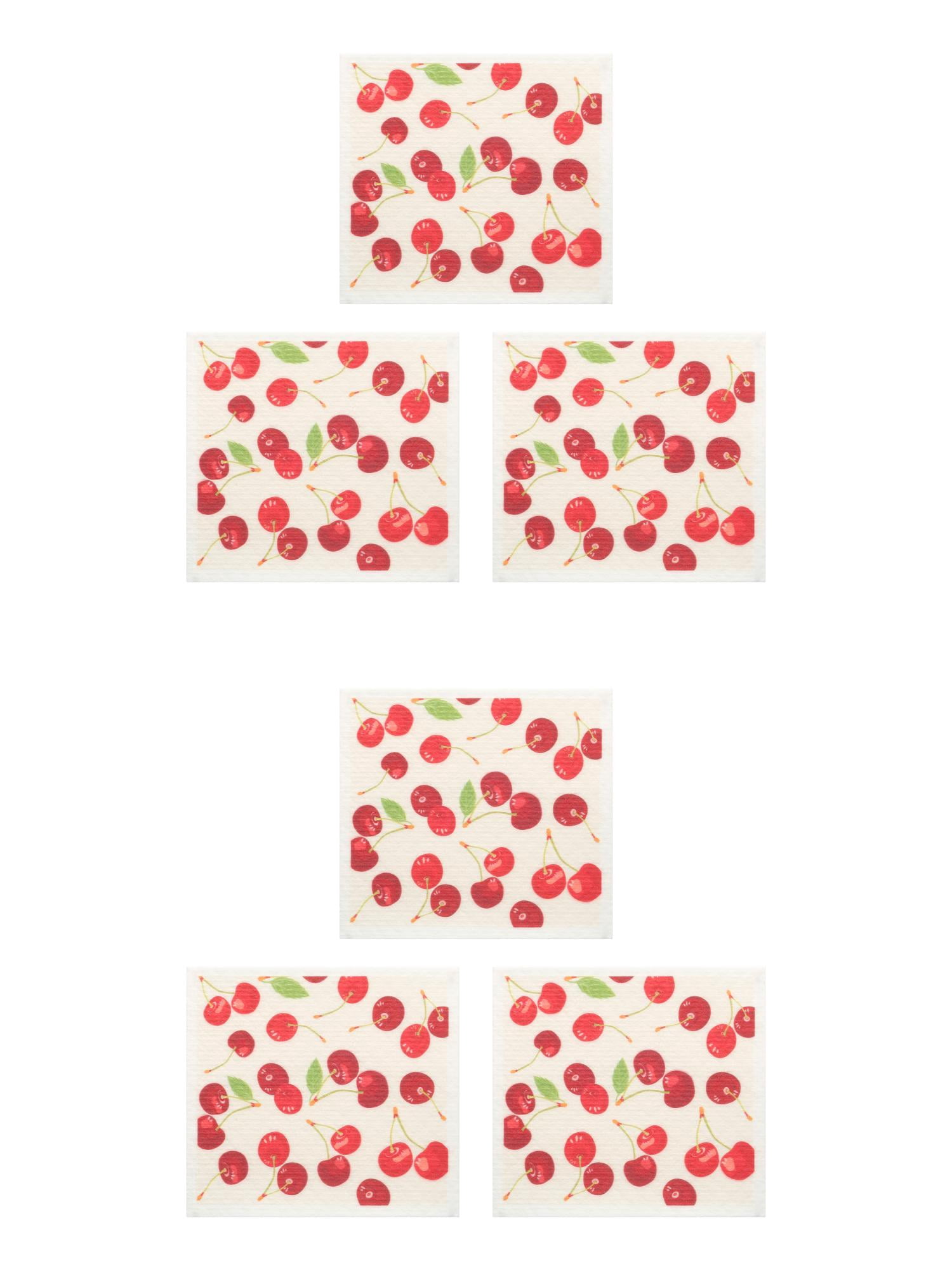 Unique Bargains Reusable Swedish Kitchen Dish Cloths 6 Pack Cherry 8" x 7"